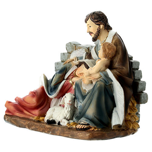 Nativity with Mary lying down, painted resin, 14 cm 3