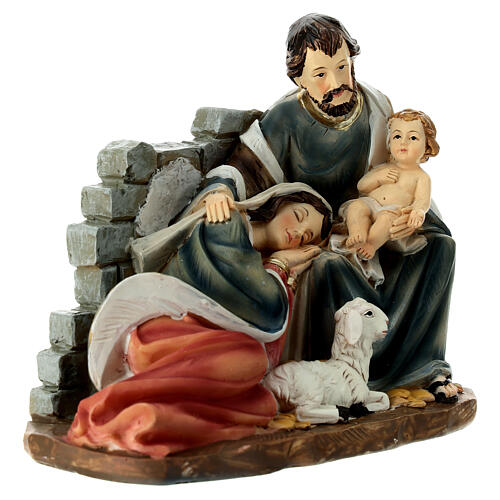 Nativity with Mary lying down, painted resin, 14 cm 4