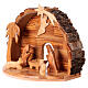 Stylised stable with Holy Family, Bethlehem olivewood, 15x20x10 cm s2