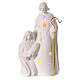 Nativity Holy Family in porcelain warm light stars golden staff 25x15x5 cm s1