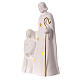 Nativity Holy Family in porcelain warm light stars golden staff 25x15x5 cm s2