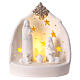 Natividad estilizada cueva porcelana blanca luz cálida estrellas 15 cm s1