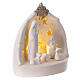 Natividad estilizada cueva porcelana blanca luz cálida estrellas 15 cm s3