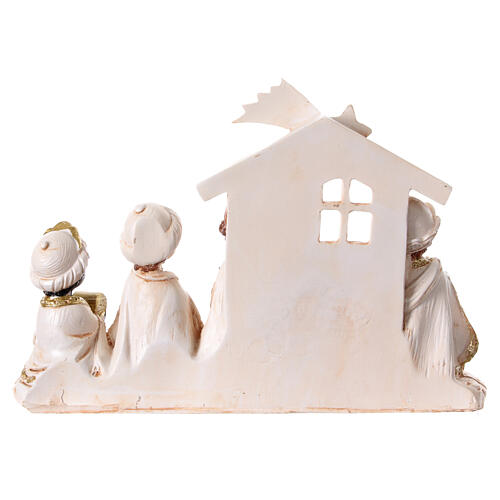 Natividad Reyes Magos estilo Baby blanca oro belén 10 cm 20x25x5 cm 4