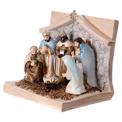 Nativity in a book, hand-painted resin, 12x15x10 cm 2