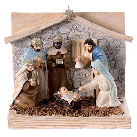 Nativité livre résine peinte à la main 12x15x10 cm