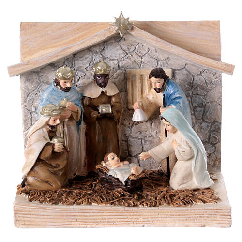 Nativity scene book hand painted resin 12x15x10 cm 1