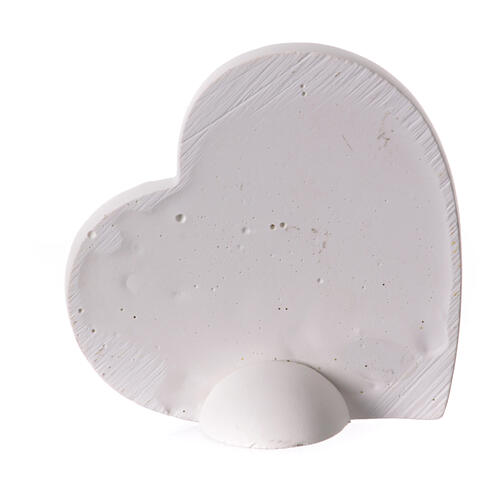 Heart-shaped favour for Confirmation with crozier and mitre, white resin, 3 in 3