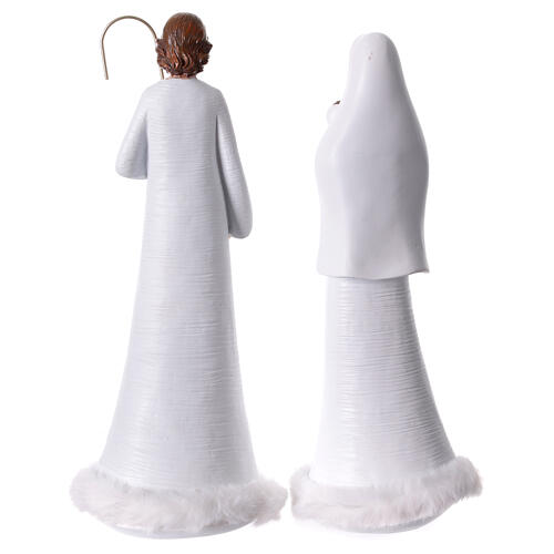 White Nativity with fur details, painted resin, set of 2, 28 cm 6