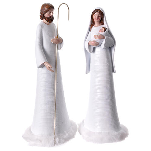 Nativité blanche détails fourrure résine peinte 2 pcs 28 cm 1