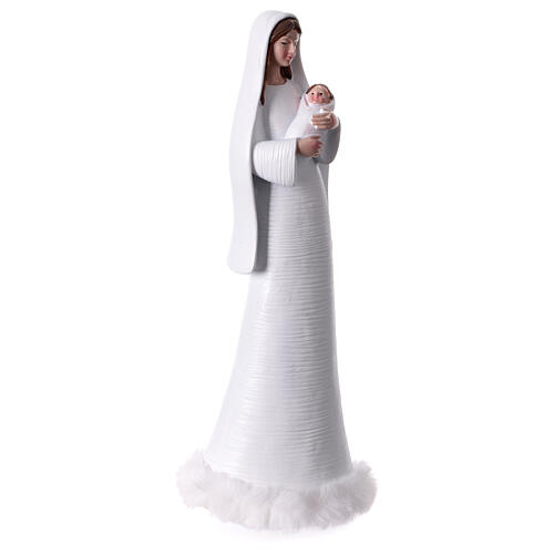 Nativité blanche détails fourrure résine peinte 2 pcs 28 cm 3