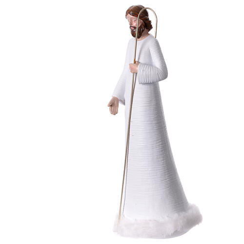 Nativité blanche détails fourrure résine peinte 2 pcs 28 cm 5