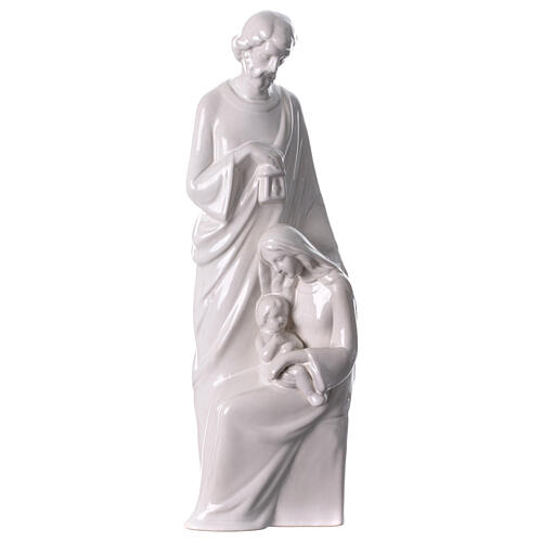 White porcelain Holy Family nativity set 40 cm Joseph with lantern 1