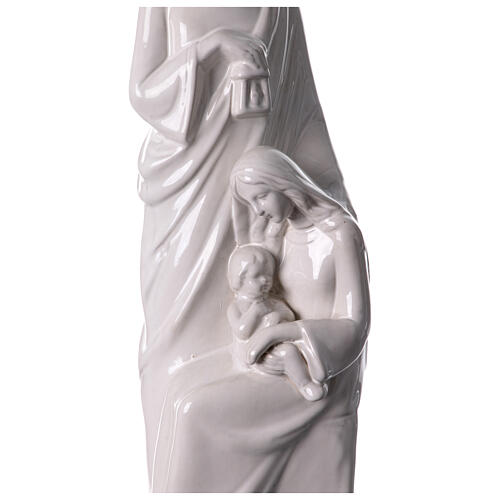 White porcelain Holy Family nativity set 40 cm Joseph with lantern 2