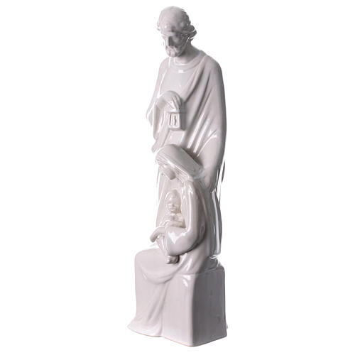 White porcelain Holy Family nativity set 40 cm Joseph with lantern 3