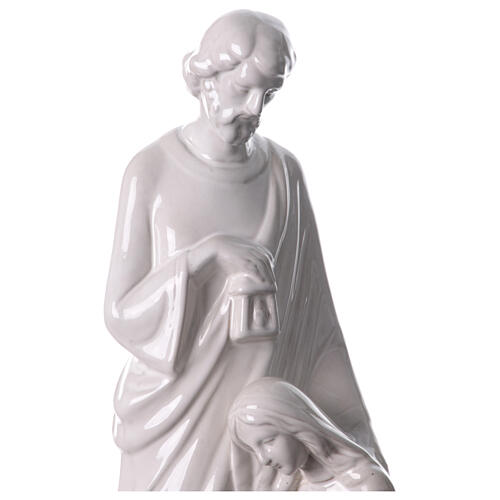 White porcelain Holy Family nativity set 40 cm Joseph with lantern 4