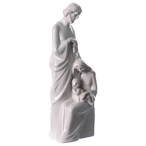 White porcelain Holy Family nativity set 40 cm Joseph with lantern 5