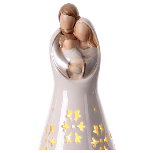 Holy Family painted ceramic lighted with snowflakes 20x10x10 cm 2