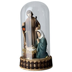 Glass dome with Nativity, 7 in, resin