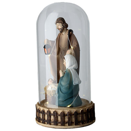 Glass dome with Nativity, 7 in, resin 2