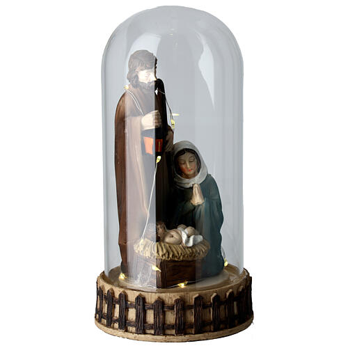 Glass dome with Nativity, 7 in, resin 3