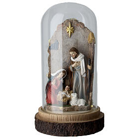 Glass dome with resin Nativity, 7 in