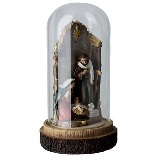 Glass dome with resin Nativity, 7 in 3