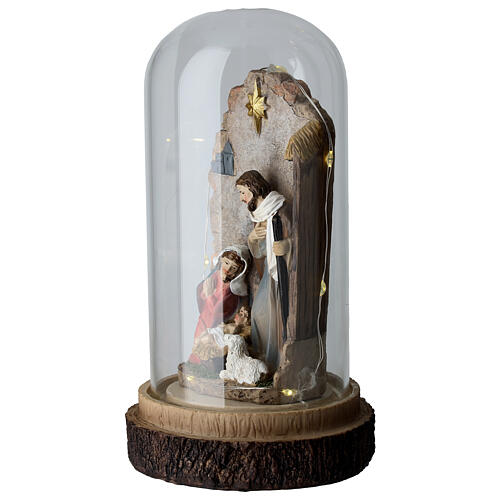 Św. Rodzina z żywicy pod kloszem ze szkła, 20 cm 2