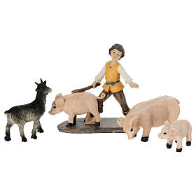 Set of shepherd with sheeps and pigs for Nativity Scene