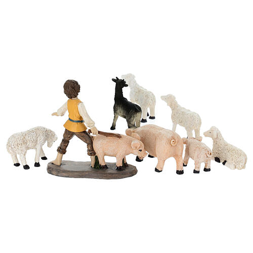 Set of shepherd with sheeps and pigs for Nativity Scene 5