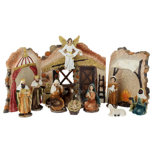 Set crèche cabane résine 1