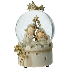 Music box with Nativity, snow globe of 7x3.5 in