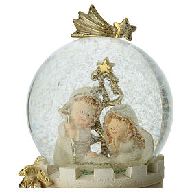 Music box with Nativity, snow globe of 7x3.5 in