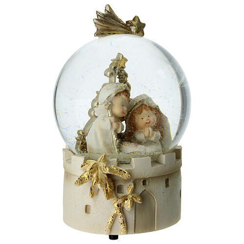 Music box with Nativity, snow globe of 7x3.5 in 4