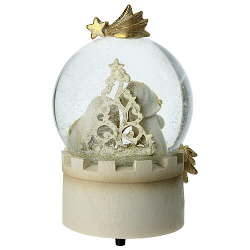 Music box with Nativity, snow globe of 7x3.5 in 5