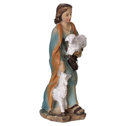 Statuette berger aux pâturages avec moutons crèche 8 cm résine 2