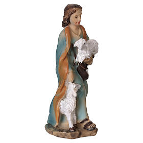 Statuetta pastore in pascolo con pecorelle presepe 8 cm resina