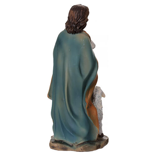 Statuetta pastore in pascolo con pecorelle presepe 8 cm resina 4