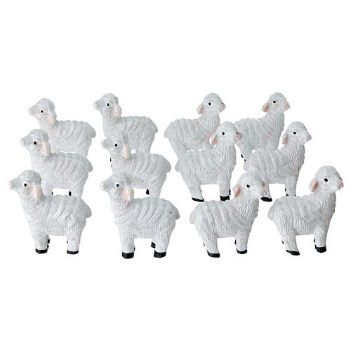 Cordeirinho branco de plástico para presépio 10-12 cm 2
