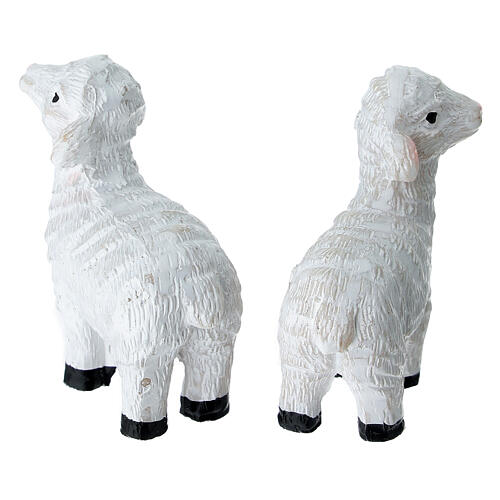 Cordeirinho branco de plástico para presépio 10-12 cm 4