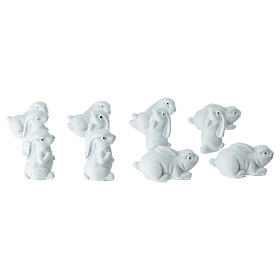 White plastic bunny for 10-12 cm Nativity Scene