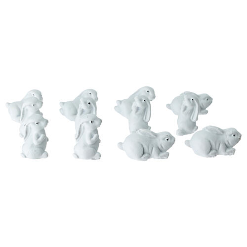 Coniglietto bianco in plastica presepe 10-12 cm 2