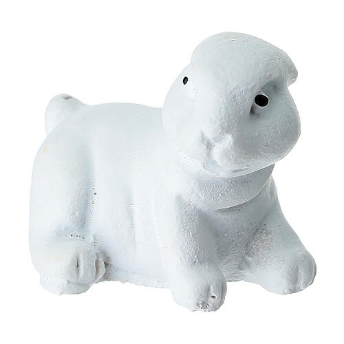Coelhinho branco em plástico para presépio de 10 a 12 cm 3