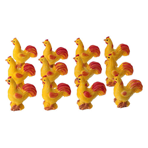 Coq en plastique crèche 10-12 cm 2