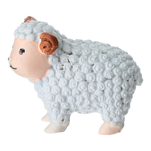 White plastic lamb for 10-12 cm Nativity Scene 1