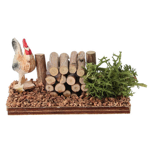 Rooster with firewood for 10-12 cm Nativity Scene 1