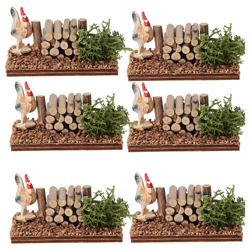 Coq avec bois pour crèche 10-12 cm 2