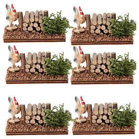 Gallo con legna presepe 10-12 cm