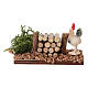 Gallo con legna presepe 10-12 cm s5