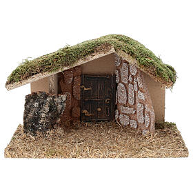 Empty hut with stone wall for 8-10 cm Nativity Scene, 25x15x15 cm